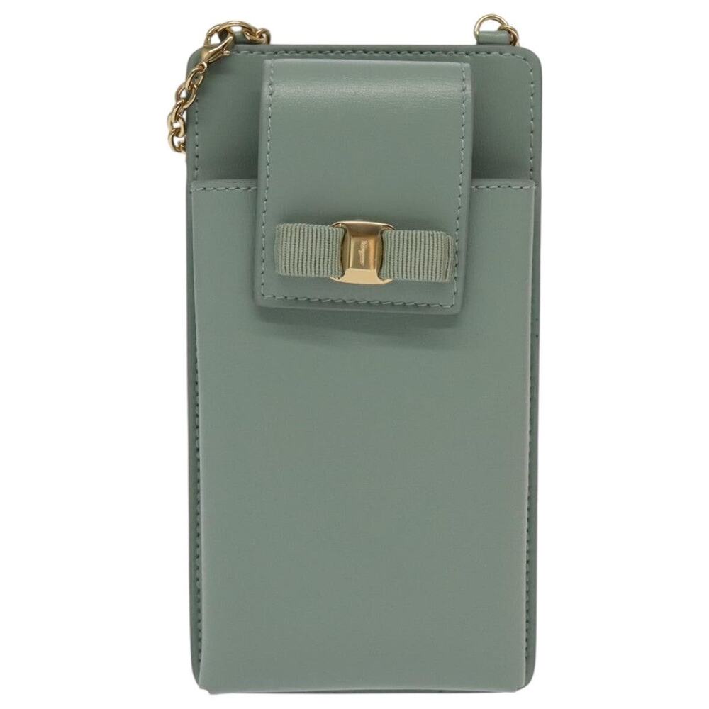 Salvatore Ferragamo Leather Smartphone Holder Shoulder Bag Blue